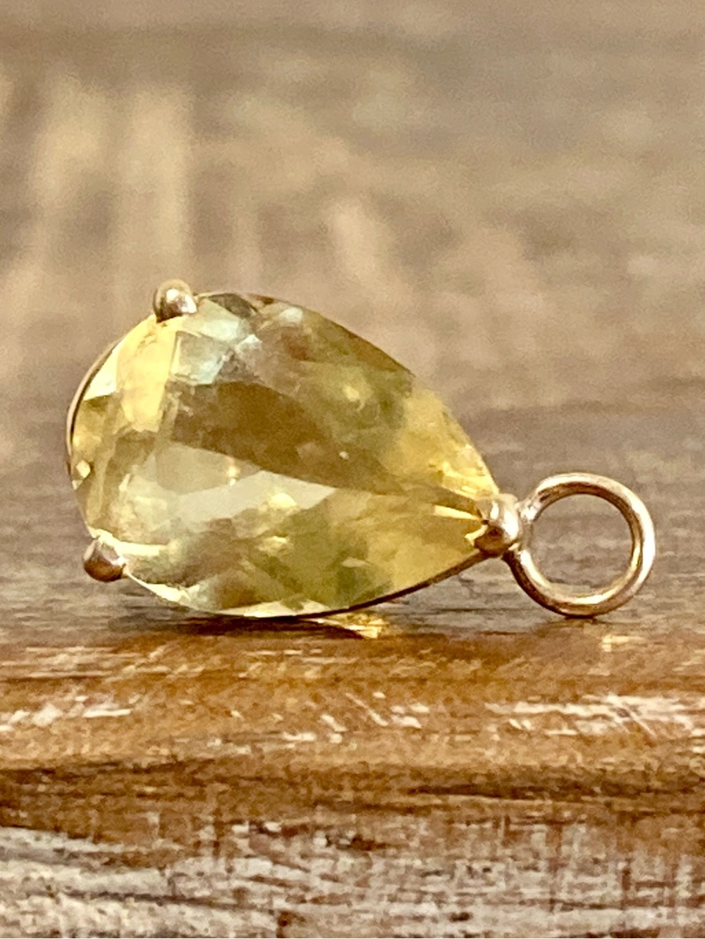 14K Gold Pendant with Yellow Pear-Cut Stone - Picture 12 of 17